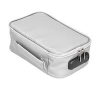 SYUULCOI Fireproof Document Bag with Lock Portable Small Fireproof Document Bag for Home Office Travel (Silver)
