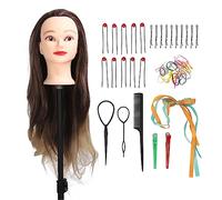 SYUULCOI For Blonde Gray Gradient Wig Hair Mannequin Head, Hairdressing Styling Training Braiding Kit