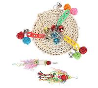 SYUULCOI for Parrots Toy Set, Hanging Stand Swings, for Bird Chewing Toys, Rattan Ball Pendant Decor, 3PCS Bird Cage Accessories, Wood Play Gym, Exercise Activity Perch, Sa