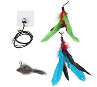 SYUULCOI Hanging Funny Cat Toy Interactive Feather Mouse Teaser Cat Toy for Indoor and Outdoor Activities (Gancho pegajoso)