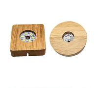 SYWAN 2Pcs 4" Wood LED Display Base, Multicolor Round + Warm Color Square, Decorative Display Pedestals