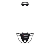 Sywiyi Adult Tuxedo 2 Piece Set Sissy Lingerie Outfits for Anniversary Sleeping Funny Thong G-string Type C XL