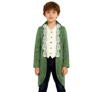 Sywiyi Boys Pirate Cosplay Outfit Medieval Gothic Punk Victorian Jacket 19th Century Attire Masquerade Fancy Dress Green 7-8 Years