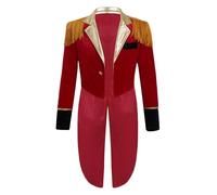 Sywiyi Kids Boys Girls Circus Ringmaster Costumes Fancy Dress Up Halloween Cosplay Party Red Ringmaster Tailcoat Jacket Red 8 Years