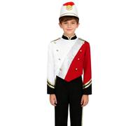 Sywiyi Kids Boys Marching Band Parade Costume Sequins Color Block Top Buttons Decoration Hat Festive Party Wear Red White 15-16 Years