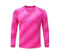 Sywiyi Kids Boys Padded Goalie Shirt Goalkeeper Jersey Tee Stylish Print Long Sleeve Football Training Tops Activewear Geometric Print Hot Pink C 13-14 Years