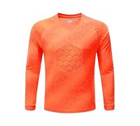 Sywiyi Kids Boys Padded Goalie Shirt Goalkeeper Jersey Tee Stylish Print Long Sleeve Football Training Tops Activewear Geometric Print Orange C 11-12 Years
