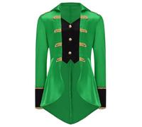 Sywiyi Kids Boys Pirate Captain Costume Renaissance Steampunk Tailcoat Jacket Halloween Carnival Party Green 13-14 Years