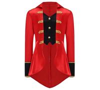 Sywiyi Kids Boys Pirate Captain Costume Renaissance Steampunk Tailcoat Jacket Halloween Carnival Party Red 13-14 Years