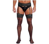 Sywiyi Mens Lingerie Garter Belt Stocking Thigh High Tights Suspender Pantyhose Footed Leggings Black One Size