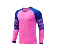 Sywiyi Mens Padded Goalie T-Shirt Goalkeeper Jersey Stylish Print Long Sleeve V Neck Football Game Training Tops Stylish Print Hot Pink M