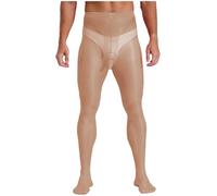 Sywiyi Men's Sexy 8D Oil Shiny Glossy Pantyhose Nylon Sheer Stockings with Sheath Underwear Leggings Nude One Size