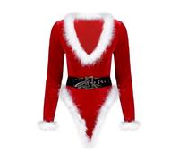 Sywiyi Women Mrs Santa Claus Lingerie Bodysuit Costumes Christmas Teddy Jumpsuit Nightwear Outfits Red M