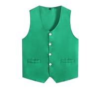 Sywiyi Womens Mens Button Vest Uniform Adult Waiter Bartender Work Uniform Unisex Volunteer Activity Vest Waistcoat Green M