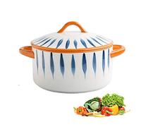 Sywlwxkq Casserole with Lid, 1 L Casserole Dish, Ceramics, Japanese Style Binaural Soup Bowl, Instant Noodle Bowl, Home Creative Personality Soup Pot Oven/A