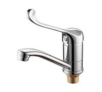 Sywlwxkq Kitchen Faucet One-Handle Basic Long Hot and Cold Water Outlet Bar Water Tap Mixer, Chrome Polished Kitchen Taps Mixer Kitchen Taps Single Lever