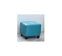 Sywlwxkq Ottoman Square Foot Stool Oil Wax Leather Footstool Soft Footstool Shoe Change Stool Anti-Slip Footstool Easy to Clean Footstool,Lake blue-30 * 30 * 25cm