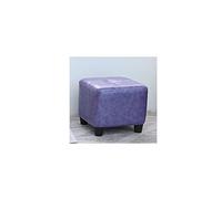 Sywlwxkq Ottoman Square Foot Stool Oil Wax Leather Footstool Soft Footstool Shoe Change Stool Anti-Slip Footstool Easy to Clean Footstool, Taro purple-30 * 30 * 25cm
