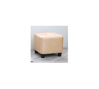 Sywlwxkq Ottoman Square Foot Stool Oil Wax Leather Footstool Soft Footstool Shoe Change Stool Anti-Slip Footstool Easy to Clean Footstool, Warm white-30 * 30 * 25cm
