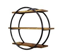 Sywlwxkq Round Wall-Mounted Shelf, 3 Tiers Metal Racks for Clothing Store Wall Hanging Bookshelf, Iron Frame+Wood Board Retro Shelves Partition (Bronze/Black)