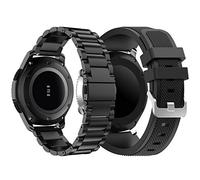 Syxinn Compatible for Galaxy Watch 46mm/Gear S3 Frontier/Classic Strap Band, 22mm Stainless Steel Metal Band+Silicon Bracelet Wristband for Moto 360 2nd Gen 46mm/Huawei Watch GT/GT 2 46mm