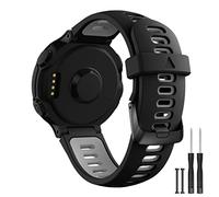 Syxinn Compatible with Forerunner 735XT Watch Strap, Replacement Silicone Band Straps with Tools for Forerunner 735XT/235/220/230/620/630 (Black-Grey)
