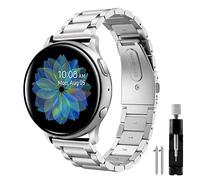 Syxinn Stainless Steel Metal Wristband Bracelet, 20mm Silver, Compatible with Samsung Galaxy Watch 4/4 Classic/Galaxy Active/Active 2 40mm 44mm, Modern Watch Band