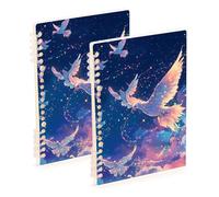 SyXIOP A5 size Aesthetic Beauty Birds bound notebooks 8.3" x 5.7", wire-bound wide ruled spiral notebook 60 sheets for planner&business 2 pack