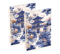SyXIOP A5 size Aesthetic Chinese Architecture Unique journaling notebooks 8.3" x 5.7", sturdy subject spiral notebook wide 60 sheets for diary&to do list 2 pack