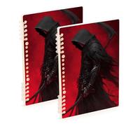 SyXIOP A5 size Bloody Grim Reaper lined notebook 8.3" x 5.7", wear-resistant composition notebook wide ruled 60 sheets for diary&to do list 2 pack