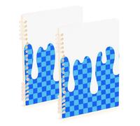 SyXIOP A5 size Blue Ice Cream Plaid Checked bound notebook 8.3" x 5.7", wire-bound single subject spiral notebook 60 sheets for school&office 2 pack