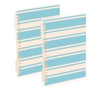 SyXIOP A5 size Blue Ivory Stripes composition notebook 8.3" x 5.7", wire-bound subject college ruled notebook 60 sheets for school&office 2 pack