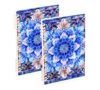 SyXIOP A5 size Boho Bright Blue Floral spiral notebook 8.3" x 5.7", sturdy composition notebook wide ruled 60 sheets for planner&business 2 pack
