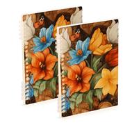 SyXIOP A5 size Brown Calla Lily Flowers spiral notebooks college 8.3" x 5.7", sturdy composition notebook wide ruled 60 sheets for travel&writing 2 pack