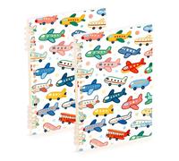 SyXIOP A5 size Cartoon Cute Colorful Plane subject notebooks 8.3" x 5.7", wire-bound subject spiral notebook wide 60 sheets for travel&writing 2 pack
