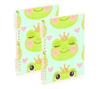 SyXIOP A5 size Cartoon Frog spiral notebooks college 8.3" x 5.7", wire-bound composition notebook wide ruled 60 sheets for planner&business 2 pack