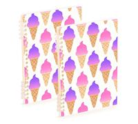 SyXIOP A5 size Cartoon Gradient Ice Cream notebook wide 8.3" x 5.7", sturdy composition notebook wide ruled 60 sheets for travel&writing 2 pack