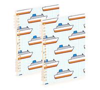 SyXIOP A5 size Cartoon White Big Ship spiral notebook 8.3" x 5.7", wear-resistant spiral notebooks wide ruled 60 sheets for diary&to do list 2 pack