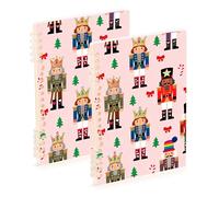 SyXIOP A5 size Childish Cartoon Nutcracker Soldiers Pink bound notebooks 8.3" x 5.7", wire-bound single subject spiral notebook 60 sheets for planner&business 2 pack