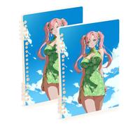 SyXIOP A5 size Chinese Anime Girl Green Dress notebook wide 8.3" x 5.7", wire-bound single subject spiral notebook 60 sheets for working&classroom 2 pack