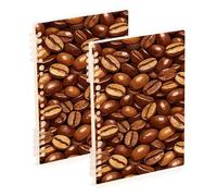 SyXIOP A5 size Coffee Beans Brown wide ruled notebook 8.3" x 5.7", wear-resistant subject college ruled notebook 60 sheets for diary&to do list 2 pack