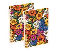 SyXIOP A5 size Colorful and Beautiful Daisy Flowers spiral notebooks 8.3" x 5.7", sturdy single subject spiral notebook 60 sheets for diary&to do list 2 pack
