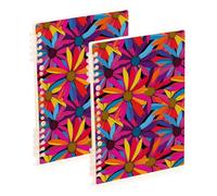 SyXIOP A5 size Coneflower Genesis Colorful composition notebooks 8.3" x 5.7", hard cover subject college ruled notebook 60 sheets for working&classroom 2 pack
