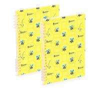 SyXIOP A5 size Cute Cartoon Yellow Bee Daisy notebook wide ruled 8.3" x 5.7", sturdy single subject spiral notebook 60 sheets for diary&to do list 2 pack