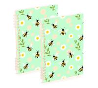 SyXIOP A5 size Cute Cartoon Yellow Bee Daisy notebooks wide 8.3" x 5.7", hard cover composition notebook wide ruled 60 sheets for diary&to do list 2 pack
