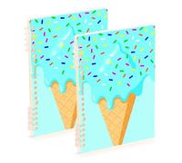 SyXIOP A5 size Drip Style Lake Blue Ice Cream composition notebook 8.3" x 5.7", hard cover subject spiral notebook wide 60 sheets for school&office 2 pack