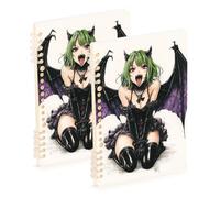 SyXIOP A5 size Evil monsters Anime Bat ruled notebook 8.3" x 5.7", sturdy spiral notebooks wide ruled 60 sheets for working&classroom 2 pack