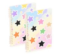 SyXIOP A5 size Gradient Rainbow Star spiral notebooks 8.3" x 5.7", wire-bound subject college ruled spiral 60 sheets for diary&to do list 2 pack