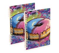 SyXIOP A5 size Graffiti Drip Donut ruled notebook 8.3" x 5.7", hard cover subject notebooks college ruled 60 sheets for travel&writing 2 pack