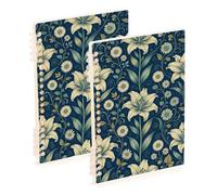 SyXIOP A5 size Green Floral William Morris Style spiral notebooks 8.3" x 5.7", sturdy subject college ruled spiral 60 sheets for working&classroom 2 pack